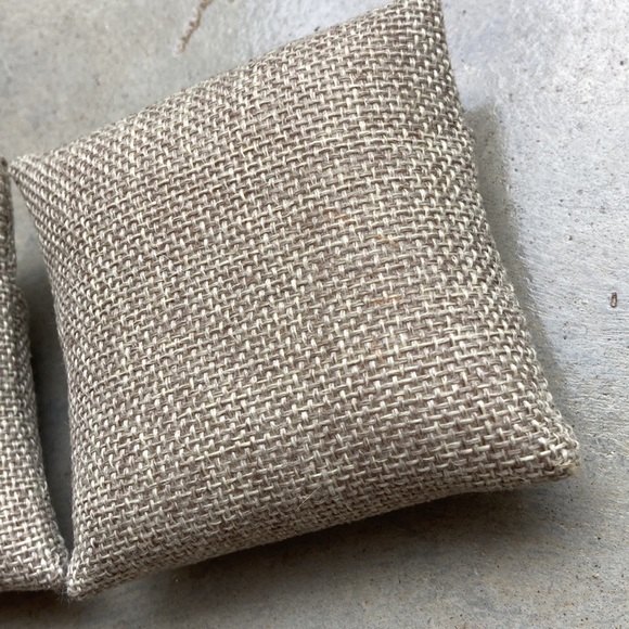 Two natural jute miniature pillows. 3 inch square. - Picture 3 of 5